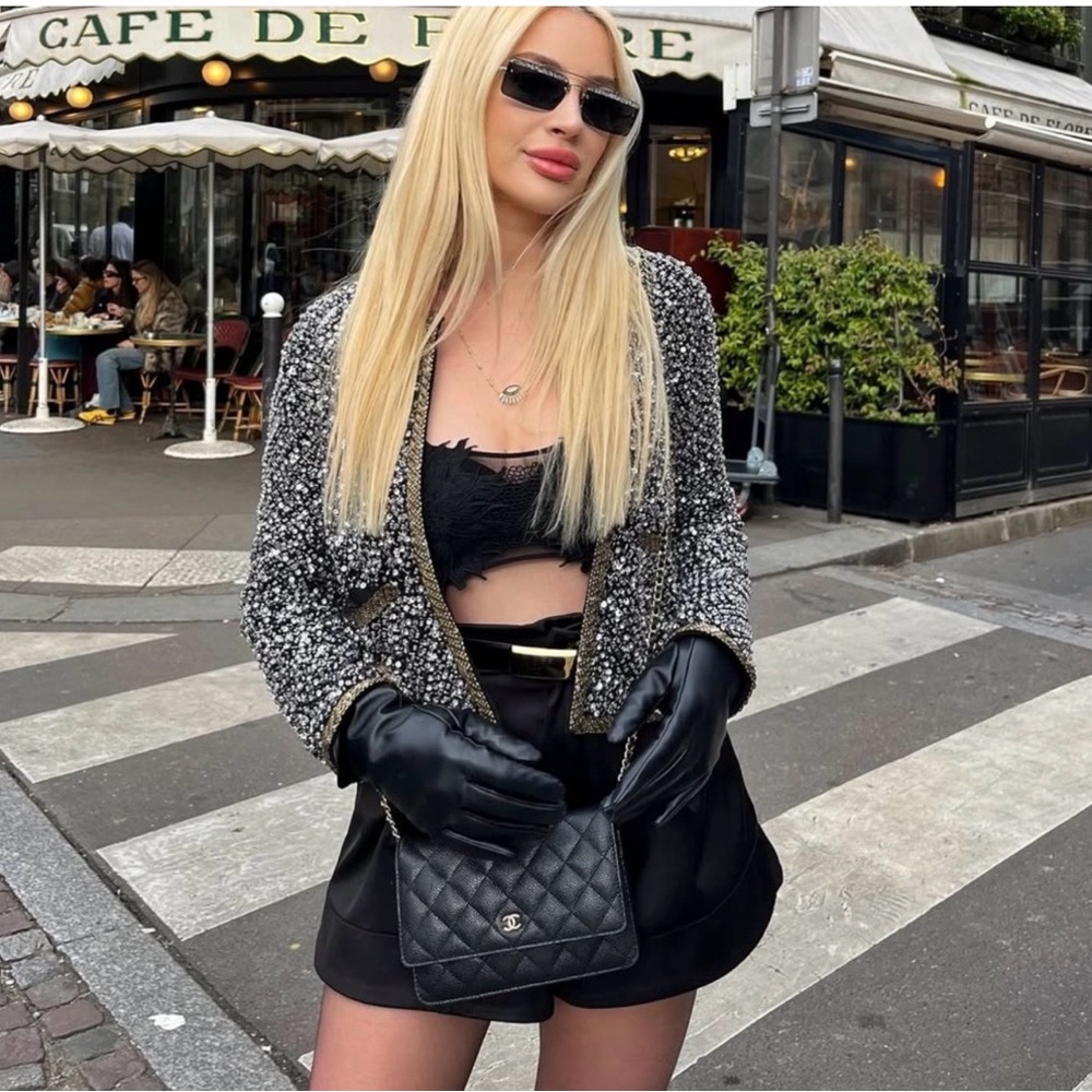 Zara Black and Silver Textured Blazer Limited Edition